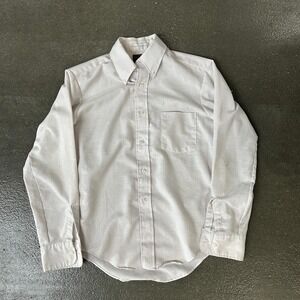 Christopher Scott Dress Shirt Boys 14-16 White Striped Button Front Made In USA